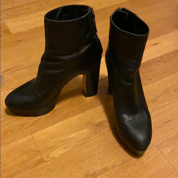 Zara Shoes - Zara black platform heeled leather ankle boots 39 Zara Shoes - Zara black platform heeled leather ankle boots 39